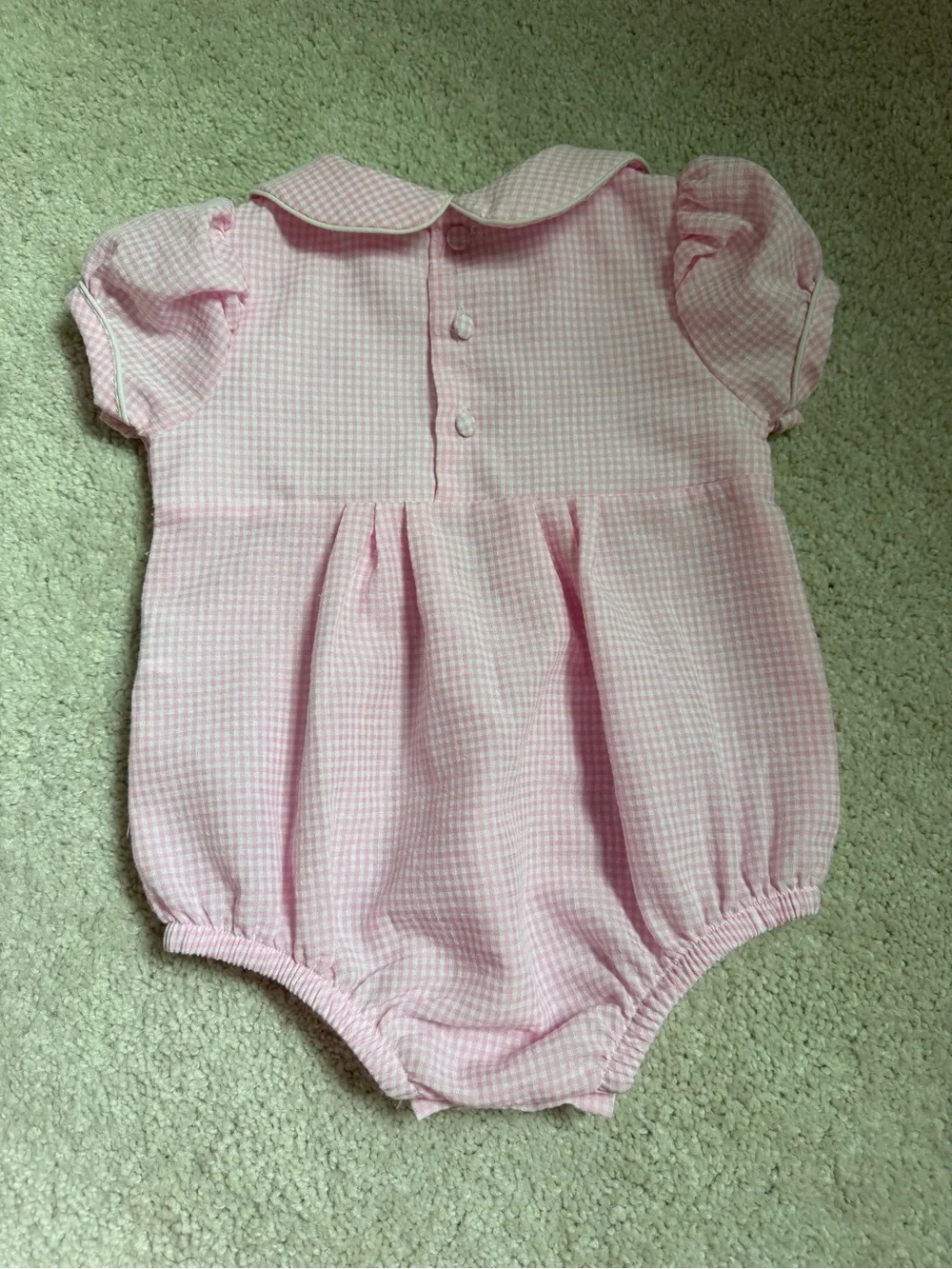 Mud Pie Pink Gingham Peter Pan Collar One-Piece Romper